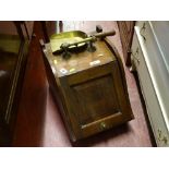 Edwardian mahogany brass handled coal scuttle with liner