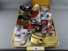 Mixed collection of jewellery, watches and silver items including a nine carat gold name tag dated