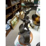 Franklin Mint North American sculpture 'Soaring Spirit' on a wooden stand
