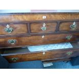 Mahogany inlaid chest of three small over three large drawers