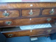 Mahogany inlaid chest of three small over three large drawers