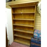 Pitch pine six shelf floor standing open bookcase