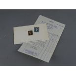 Penny Black postage stamp and one other, the plate 5 Penny Black with four borders and