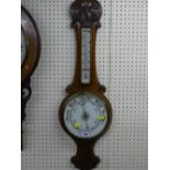 Vintage oak aneroid barometer with thermometer