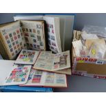 Collection of world stamps in two albums and four booklets plus an unsorted quantity and