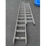Two section aluminium ladder and a smaller two section aluminium ladder