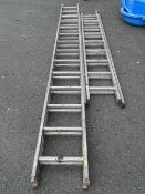 Two section aluminium ladder and a smaller two section aluminium ladder