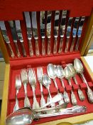 A cased quantity of silver / silver-handled cutlery in a later case