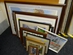 Large parcel of various framed & unframed pictures & prints, some with tram & locomotive themes