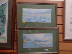 Two framed prints of Welsh mountain scenes by DAVID WILLIAMS