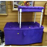 A modern purple cushioned linen basket & matching dressing table stool