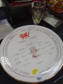 A commemorative 1975-1976 triple crown & championship winners WRU plate as presented to Ray