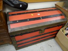 A good banded dome top steamer trunk