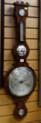An antique aneroid banjo barometer with silvered dials by J Sonoguini
