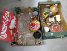 Two boxes of kitchen collectables & glassware etc
