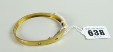 A 15ct & diamond set bangle, 8.4grams (estimated diamonds 0.6ct)