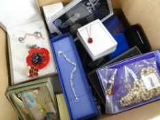 A collection of assorted boxed mainly costume jewellery, coin etc