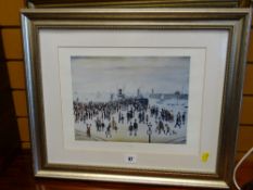 A L S LOWRY print entitled 'Ferry Boats', two framed oil paintings of boats & a pencil drawing of