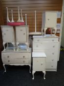 A parcel of white French-style bedroom furniture etc