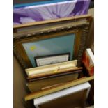 Box of various framed pictures & prints