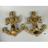 A pair of antique shellwork anchor souvenirs