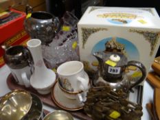 A parcel of metalware & china etc