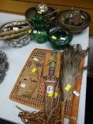Collection of modern African tribal tourist ware, brass bowl & African figures etc