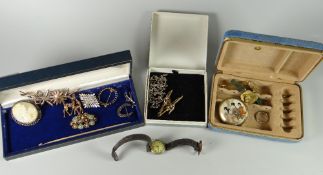 Parcel of costume & other jewellery including cameo brooch together with hallmarked cruet set etc