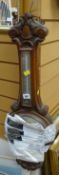 A vintage oak banjo barometer thermometer (distressed)