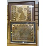 Two framed decorative maps