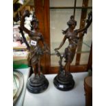 Two spelter classical figures