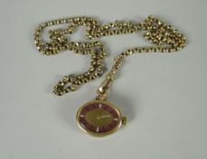 A Rotary yellow metal ladies fob watch together with a 9ct gold chain