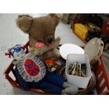 A parcel of soft toys, child's tambourine etc