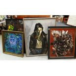 A parcel of framed JOHN CHERRINGTON oil on boards, mainly abstract