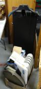 Two Corby trouser presses & a box of mixed items