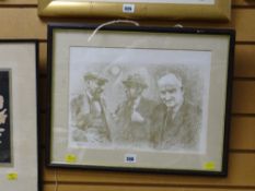 ANEURIN JONES framed print - three males in conversation