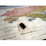 A hardback folding geological map of South Wales together with a small Welsh Bible