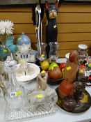 A large quantity of modern collectables, cut glass decanter, animal figures etc