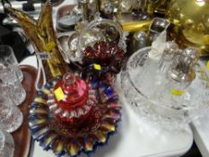 Parcel of ornamental glass including cranberry & art glass