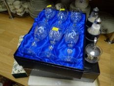 Parcel of boxed glass items, boxed glassware, cased fish knives, forks & servers