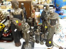 A collection of African Masai Warrior figures