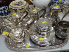 Parcel of various EPNS including Deco-style teaset etc all contained on a twin-handled tray