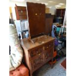 A good Jacobean-style cupboard with upper drawer together with a folding table