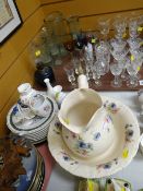 Tray of glassware together with a parcel of other various china including collectors plates,