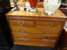 A good modern Oriental hardwood chest of three long & two short drawers
