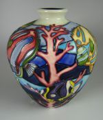 A modern Moorcroft design studio fish patterned vase