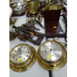 A nautical-type clock & barometer set, ornamental cannons etc