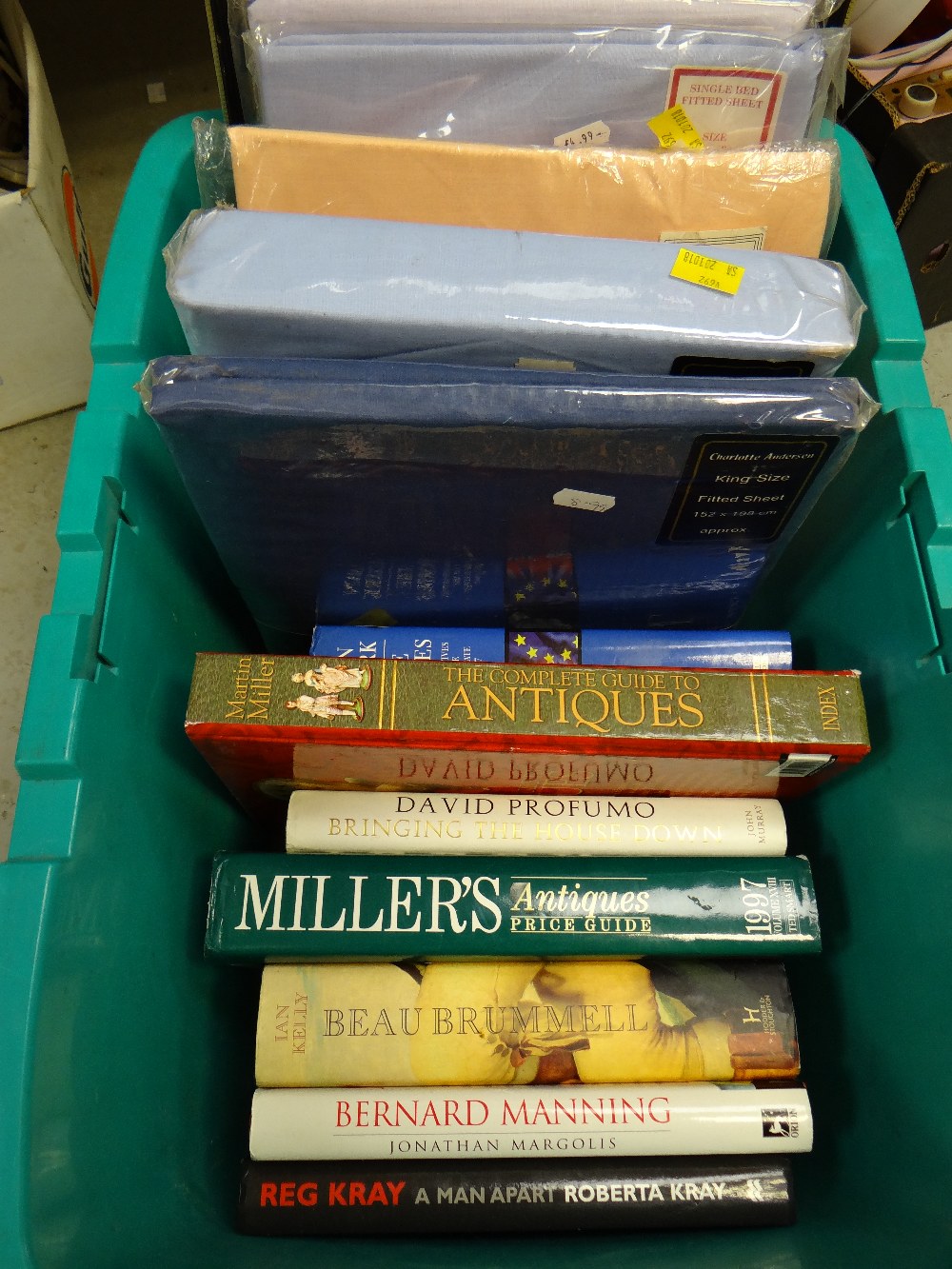 A box of books etc
