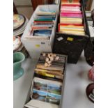 Collection of various vintage ordnance survey maps together with a box of vintage postcards