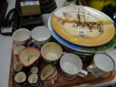 Tray of various china, plates, mugs etc